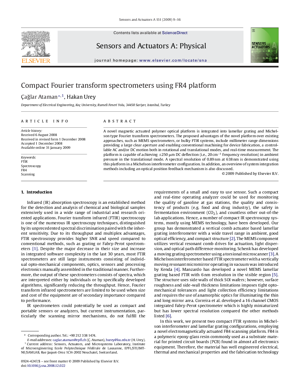 Compact Fourier transform spectrometers using FR4 platform