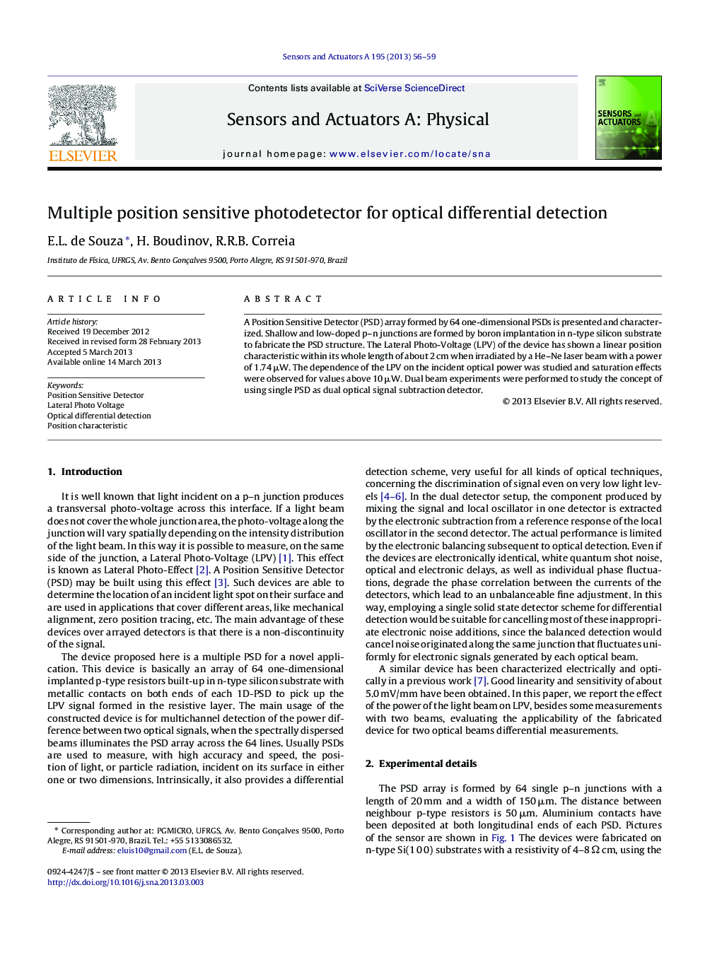 Multiple position sensitive photodetector for optical differential detection