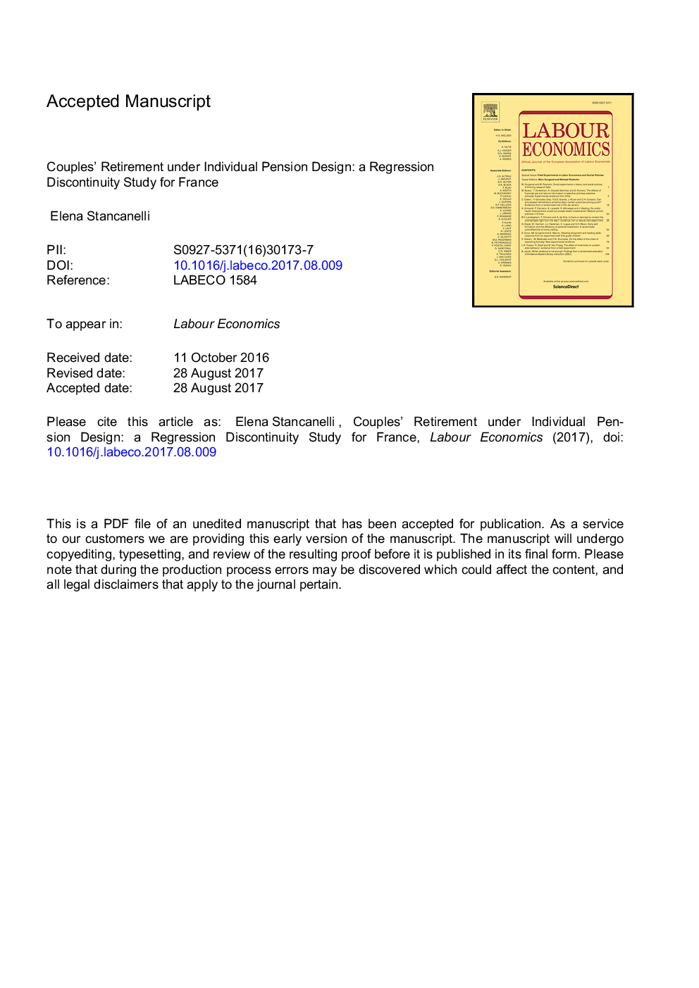 Couples' retirement under individual pension design: A regression discontinuity study for France