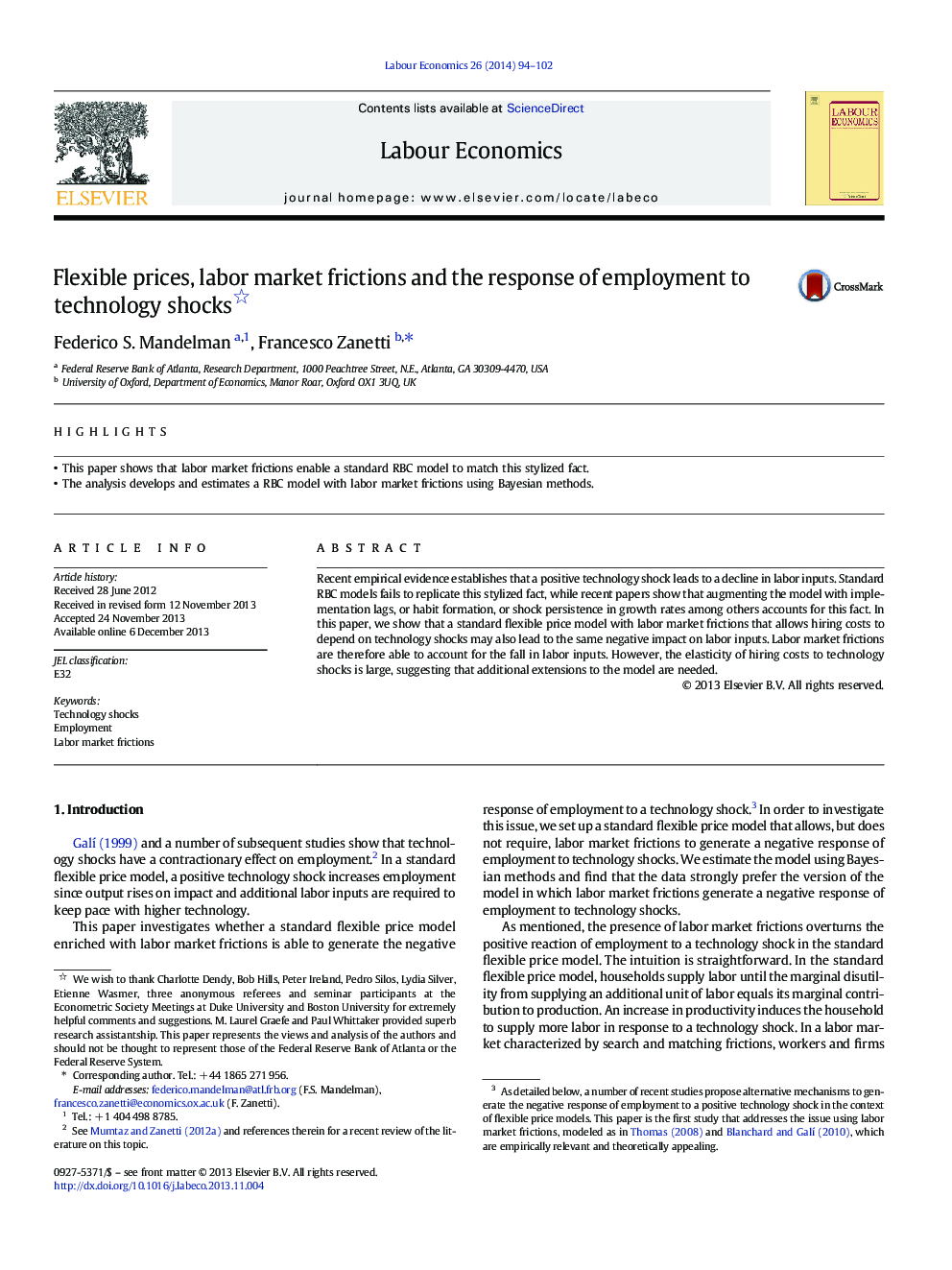 Flexible prices, labor market frictions and the response of employment to technology shocks