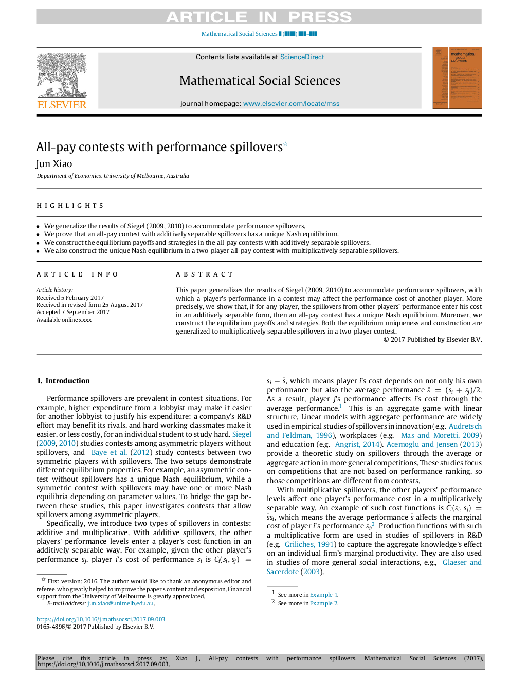 All-pay contests with performance spillovers