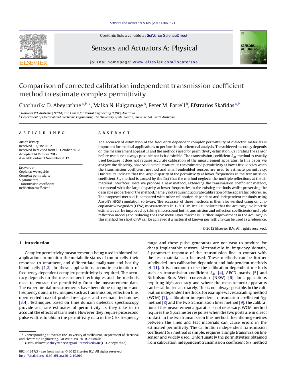 Comparison of corrected calibration independent transmission coefficient method to estimate complex permittivity