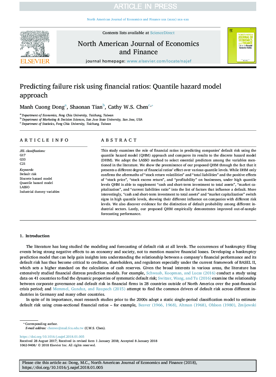 Predicting failure risk using financial ratios: Quantile hazard model approach