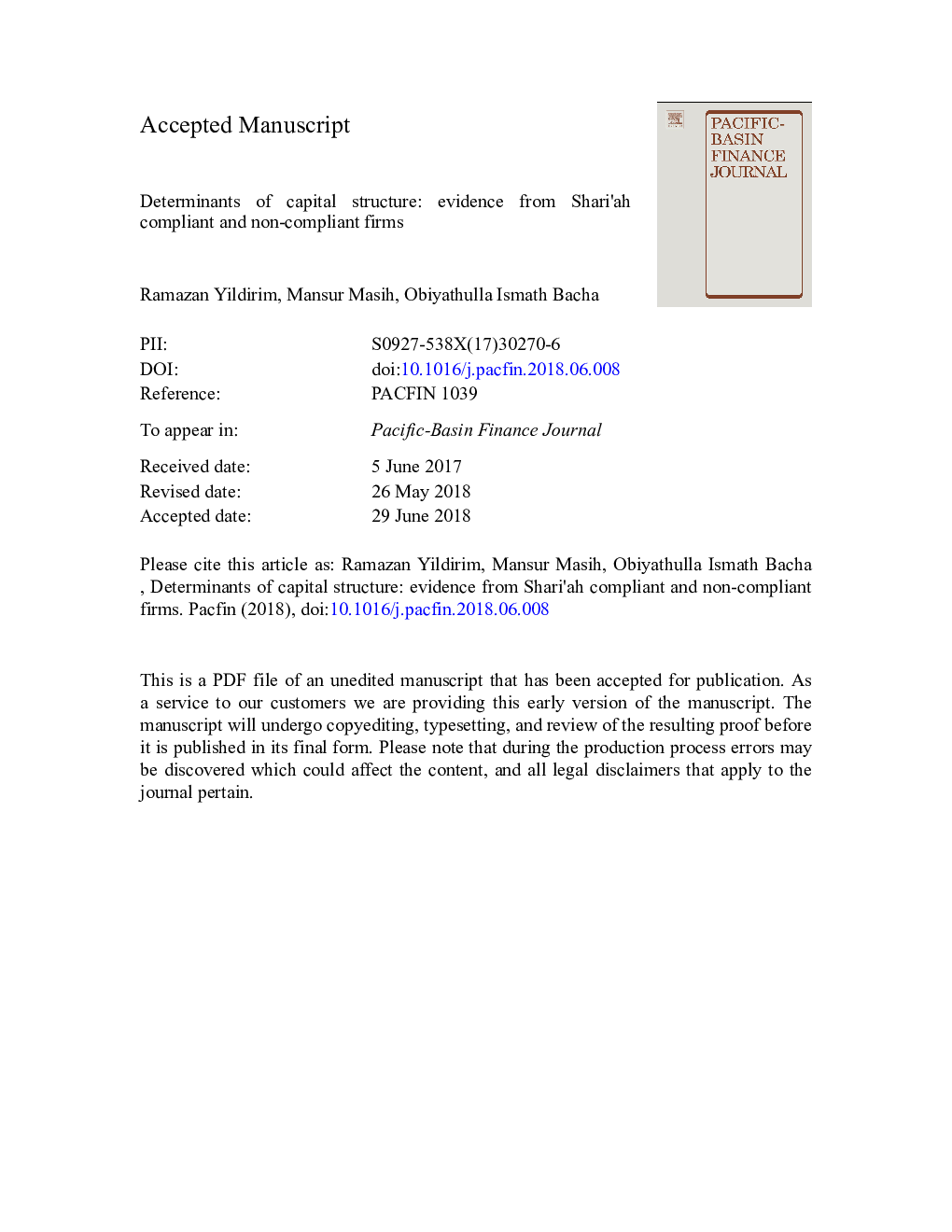 Determinants of capital structure: evidence from Shari'ah compliant and non-compliant firms