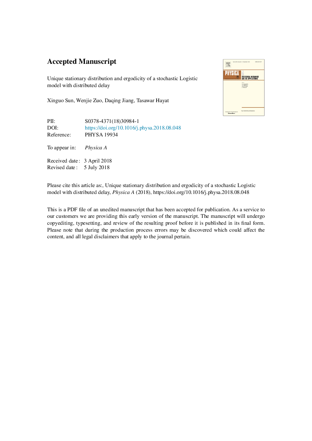 Unique stationary distribution and ergodicity of a stochastic Logistic model with distributed delay