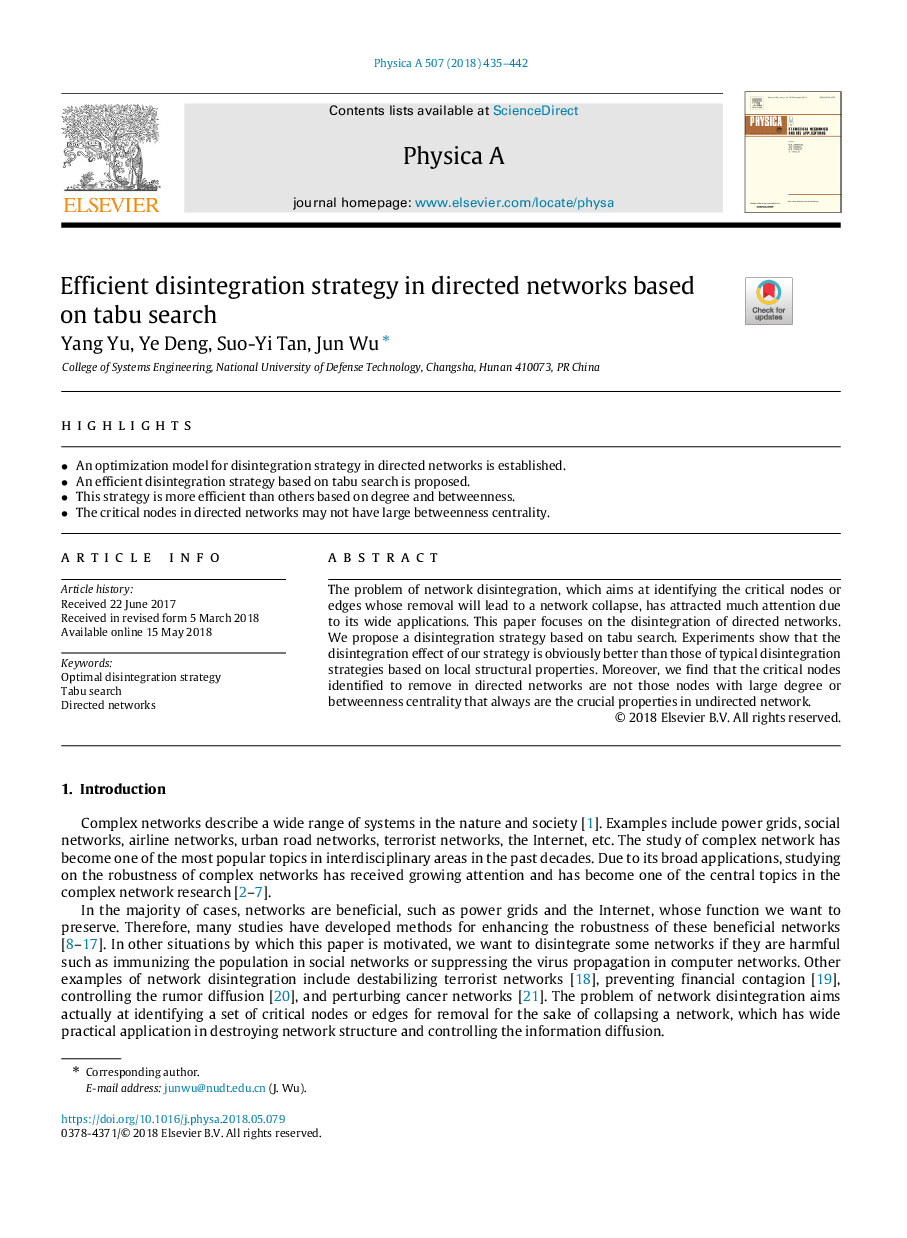 Efficient disintegration strategy in directed networks based on tabu search