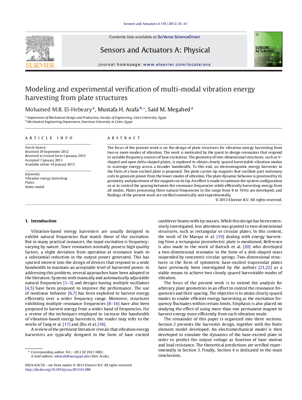 Modeling and experimental verification of multi-modal vibration energy harvesting from plate structures