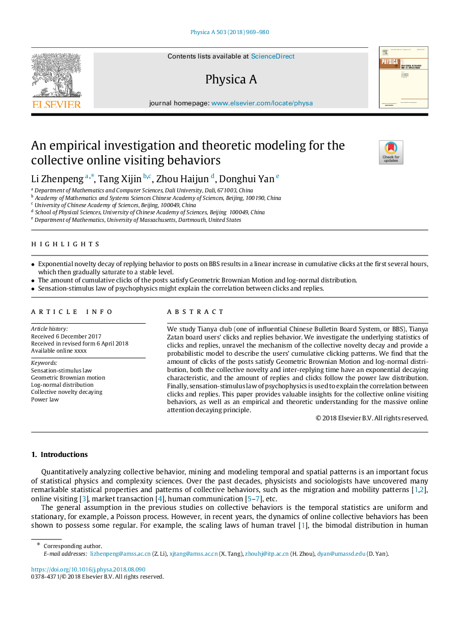 An empirical investigation and theoretic modeling for the collective online visiting behaviors