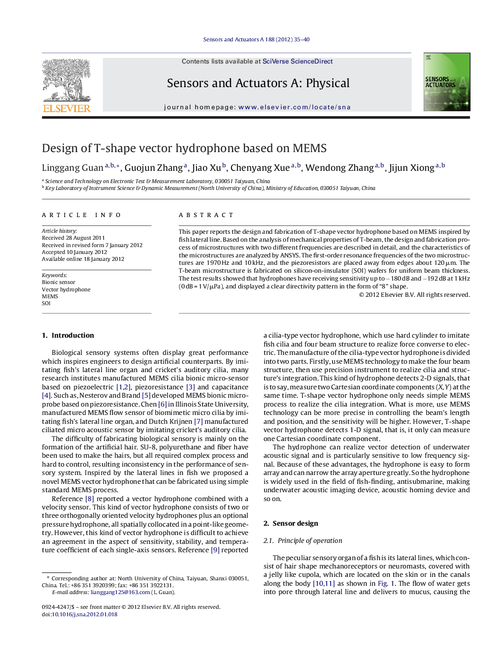 Design of T-shape vector hydrophone based on MEMS