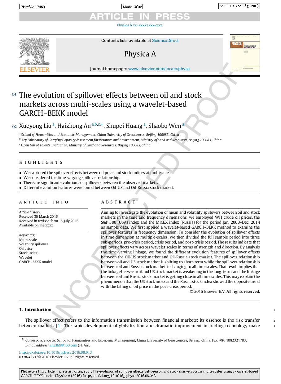 The evolution of spillover effects between oil and stock markets across multi-scales using a wavelet-based GARCH-BEKK model