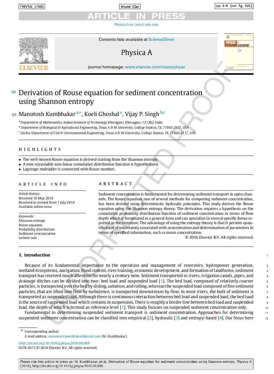 Derivation of Rouse equation for sediment concentration using Shannon entropy