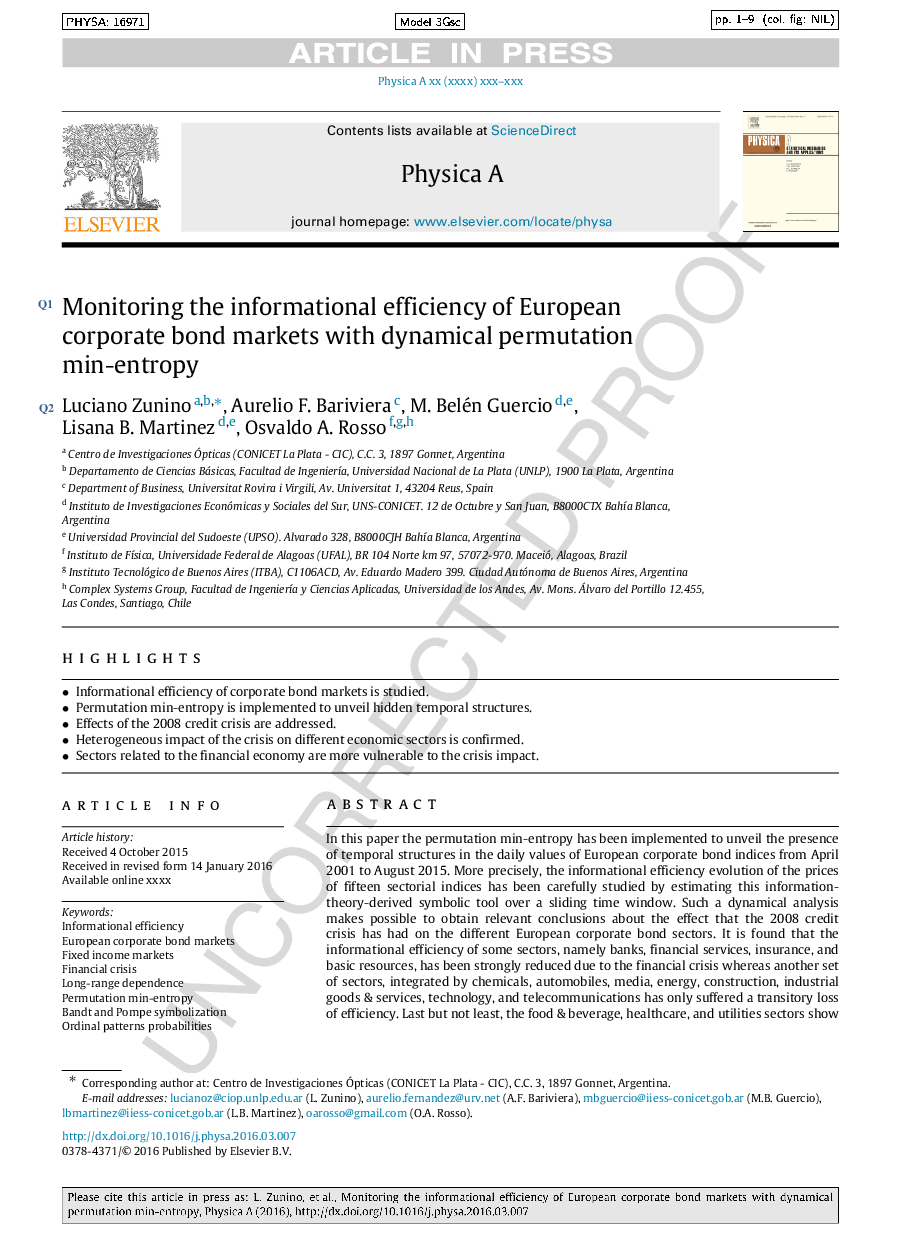 Monitoring the informational efficiency of European corporate bond markets with dynamical permutation min-entropy