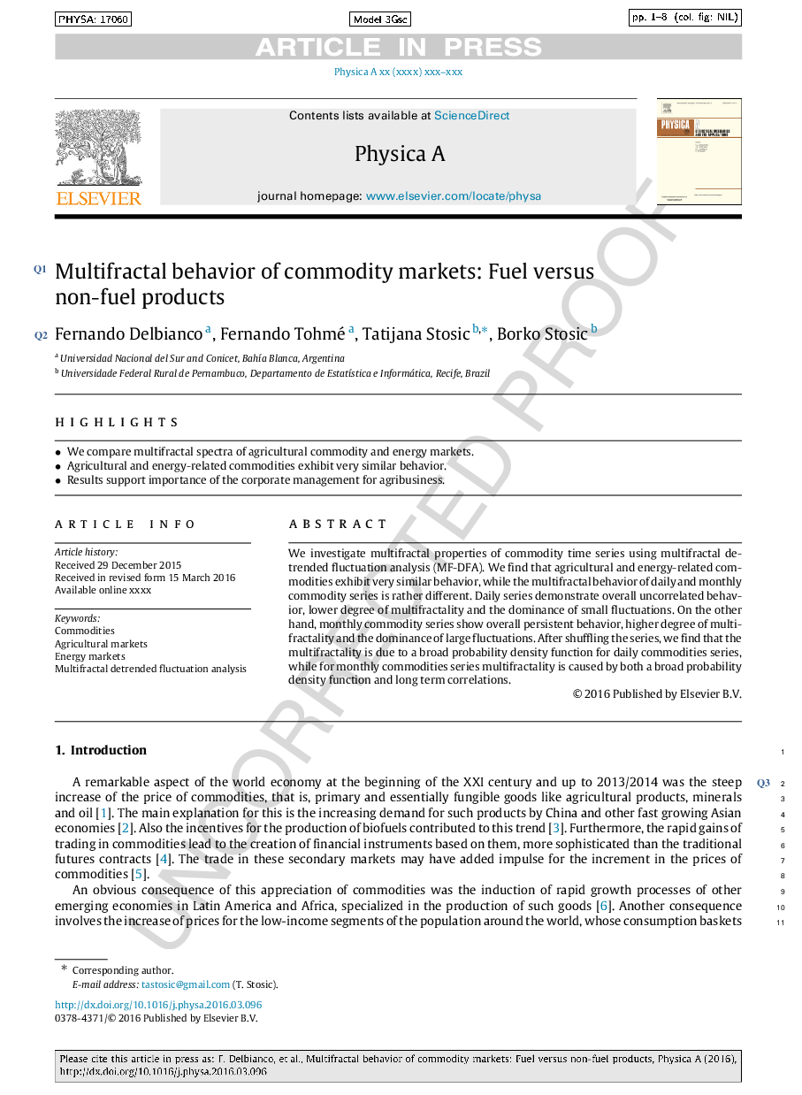 Multifractal behavior of commodity markets: Fuel versus non-fuel products