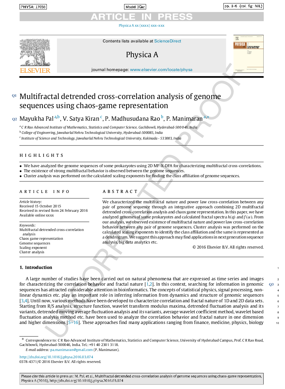 Multifractal detrended cross-correlation analysis of genome sequences using chaos-game representation