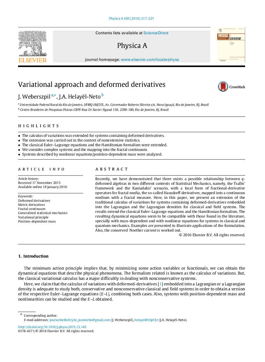 Variational approach and deformed derivatives