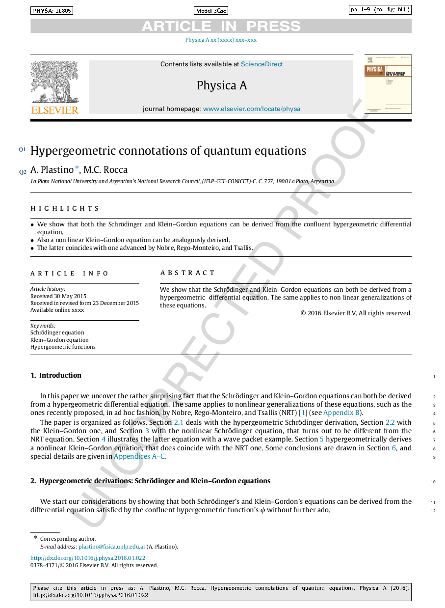 Hypergeometric connotations of quantum equations