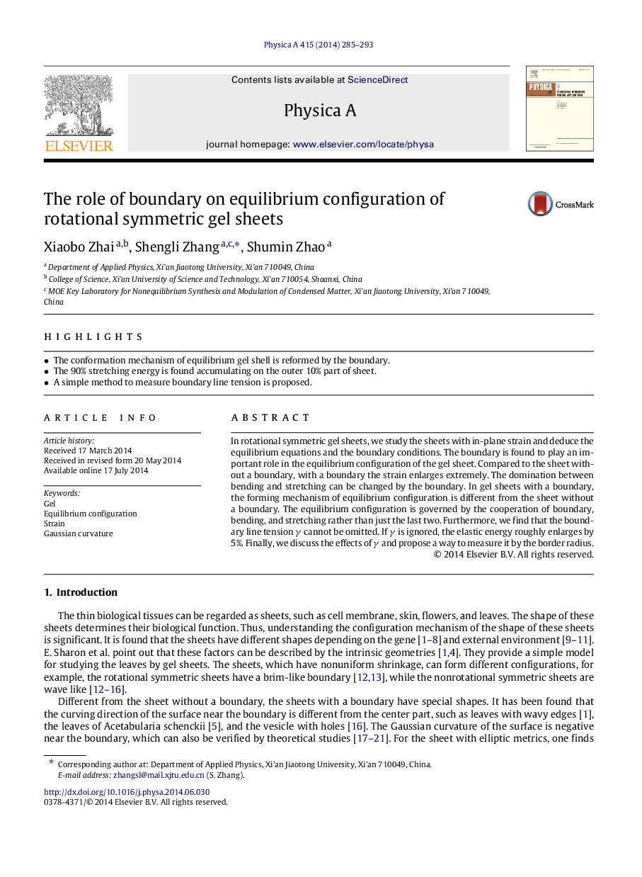 The role of boundary on equilibrium configuration of rotational symmetric gel sheets