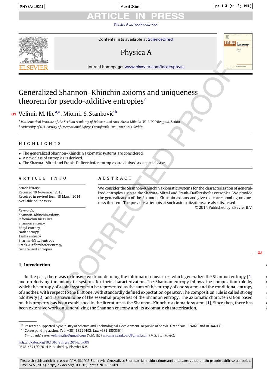 Generalized Shannon-Khinchin axioms and uniqueness theorem for pseudo-additive entropies