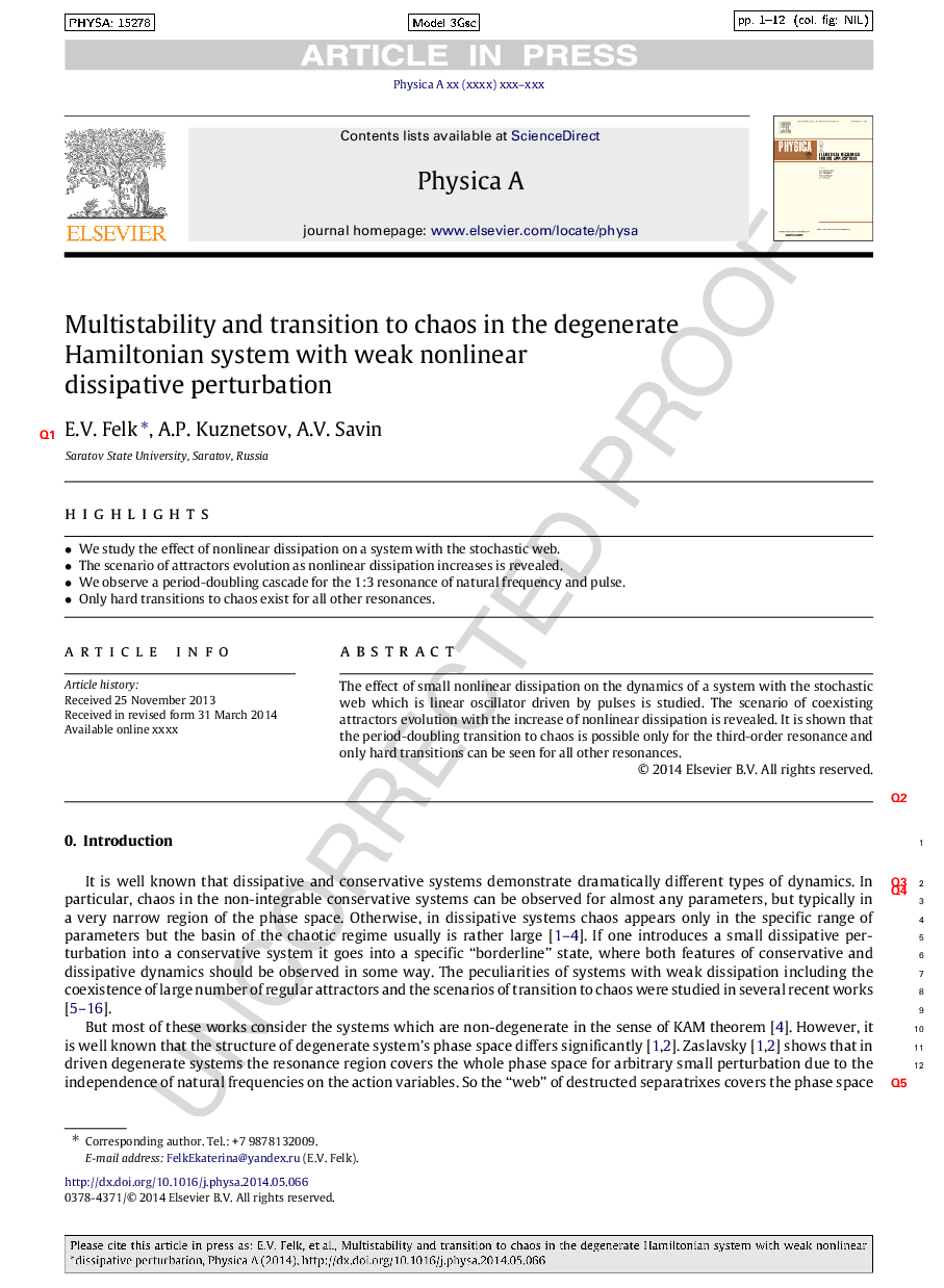 Multistability and transition to chaos in the degenerate Hamiltonian system with weak nonlinear dissipative perturbation