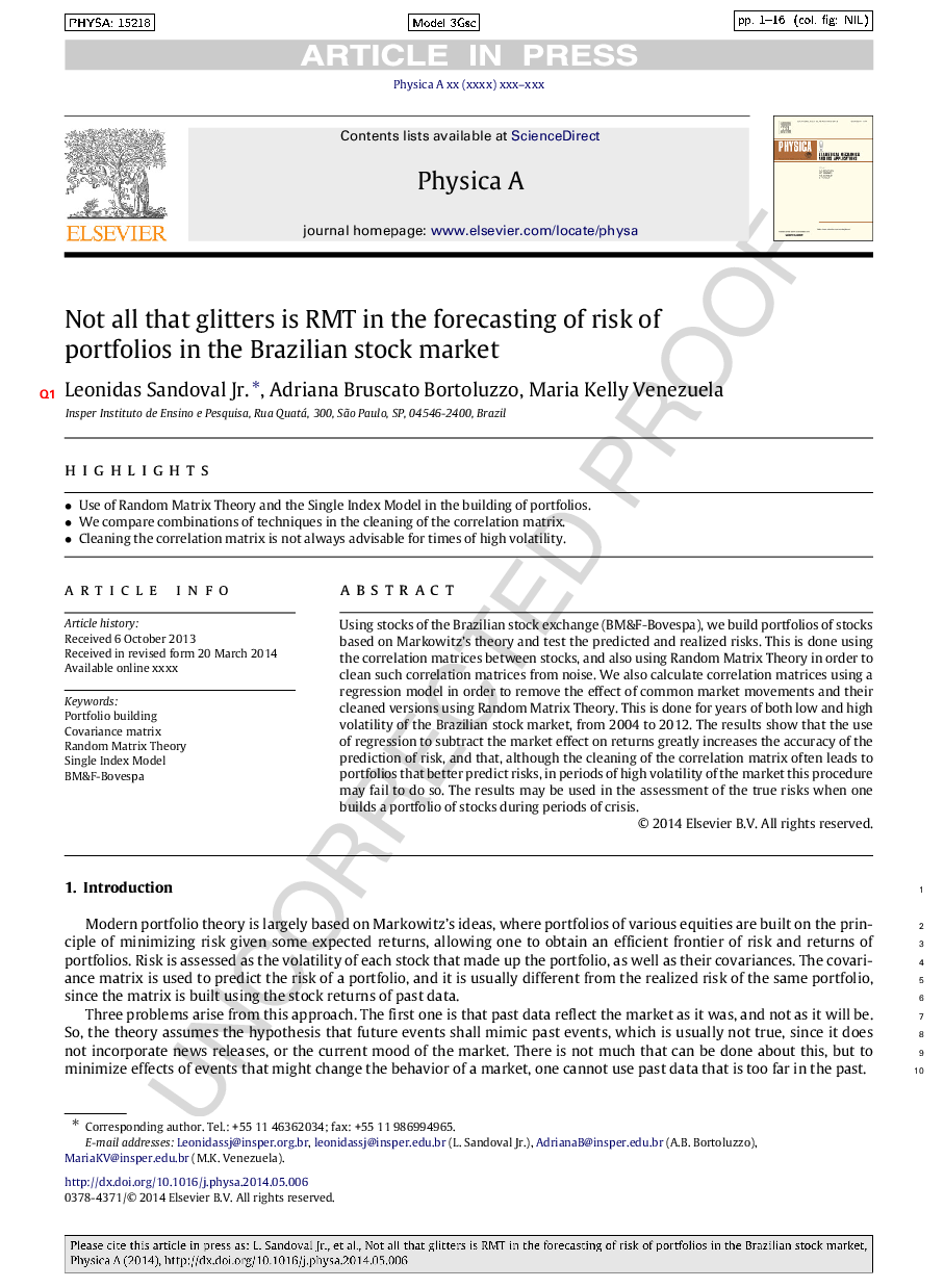 Not all that glitters is RMT in the forecasting of risk of portfolios in the Brazilian stock market