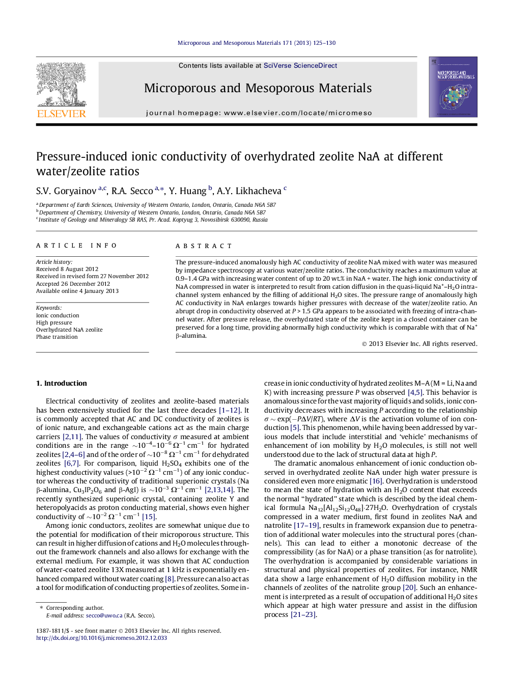 Pressure-induced ionic conductivity of overhydrated zeolite NaA at different water/zeolite ratios