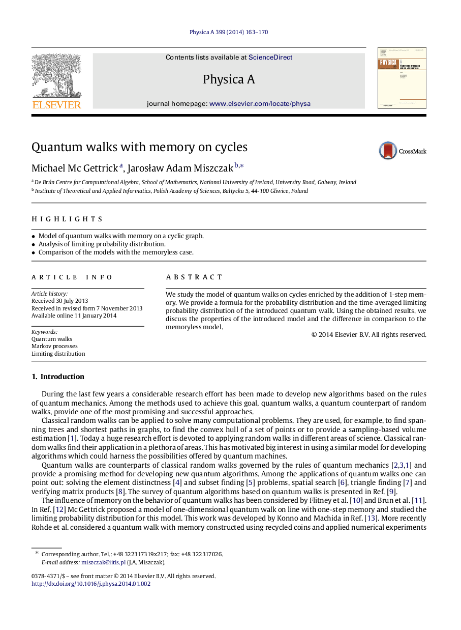 Quantum walks with memory on cycles