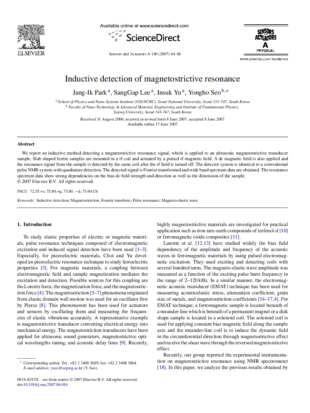 Inductive detection of magnetostrictive resonance