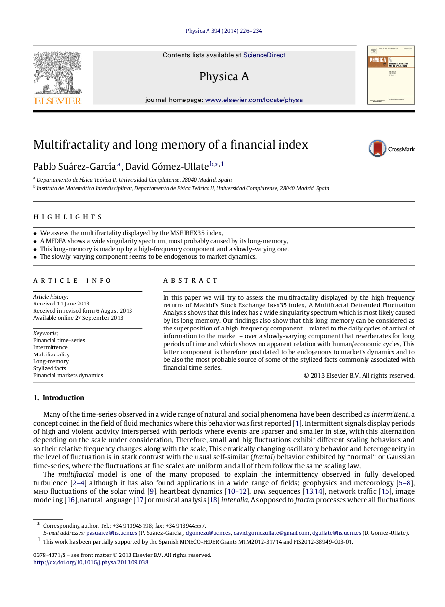 Multifractality and long memory of a financial index