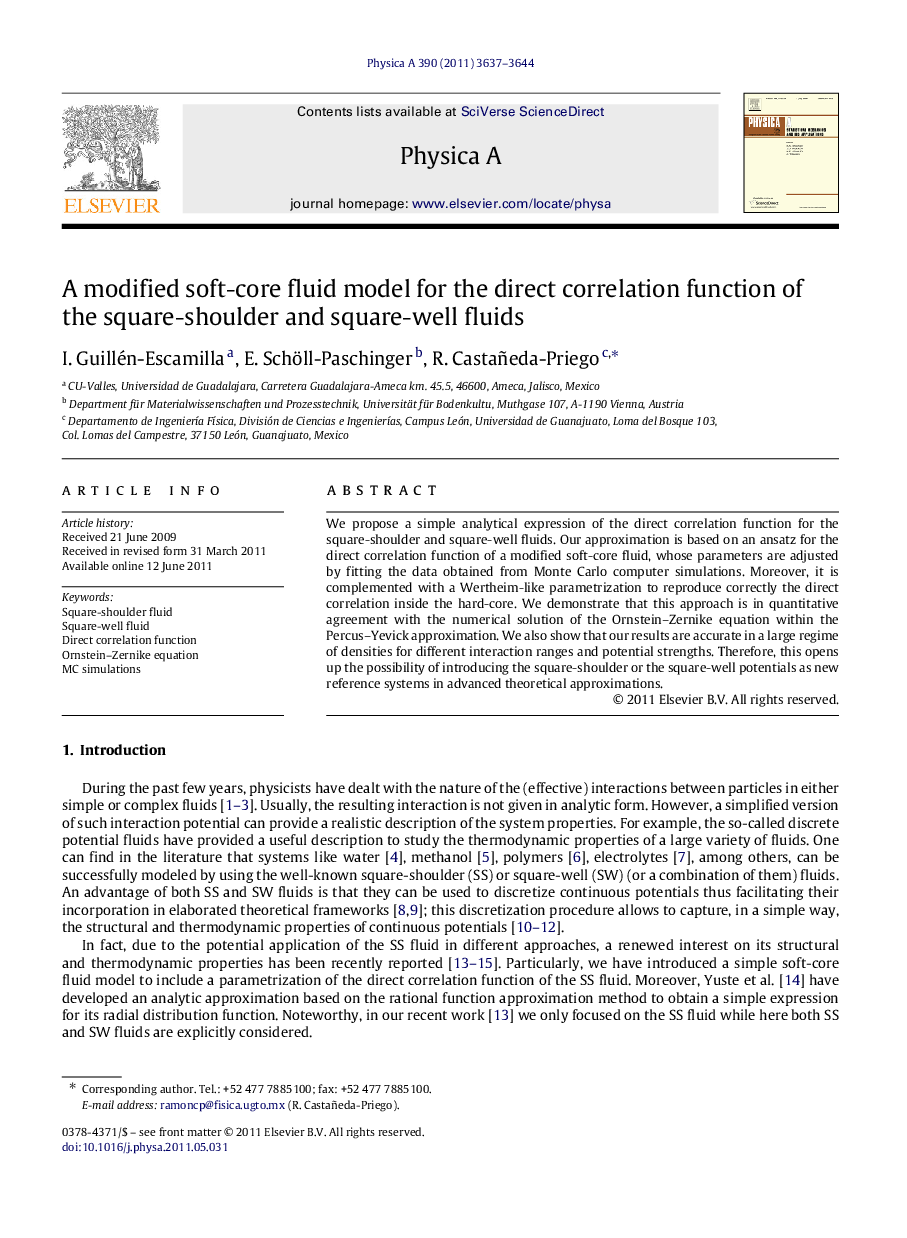 A modified soft-core fluid model for the direct correlation function of the square-shoulder and square-well fluids