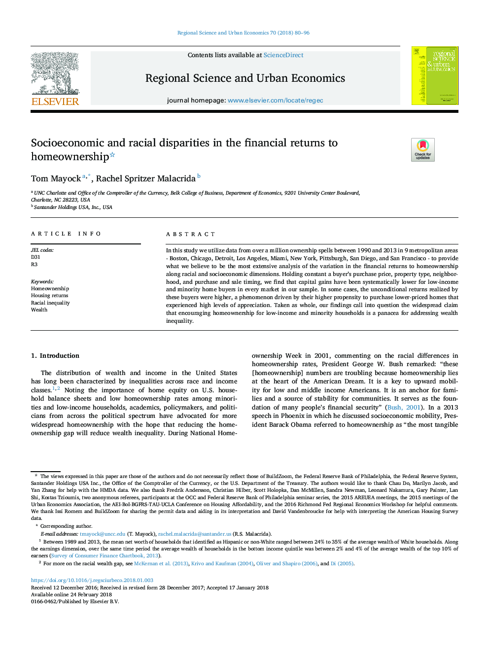 Socioeconomic and racial disparities in the financial returns to homeownership