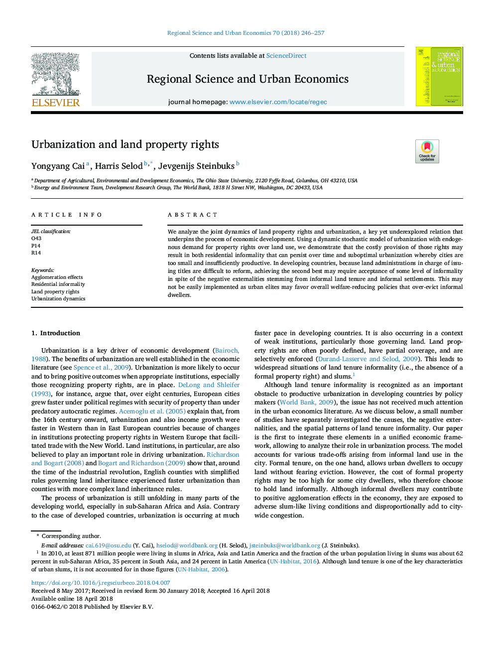 Urbanization and land property rights