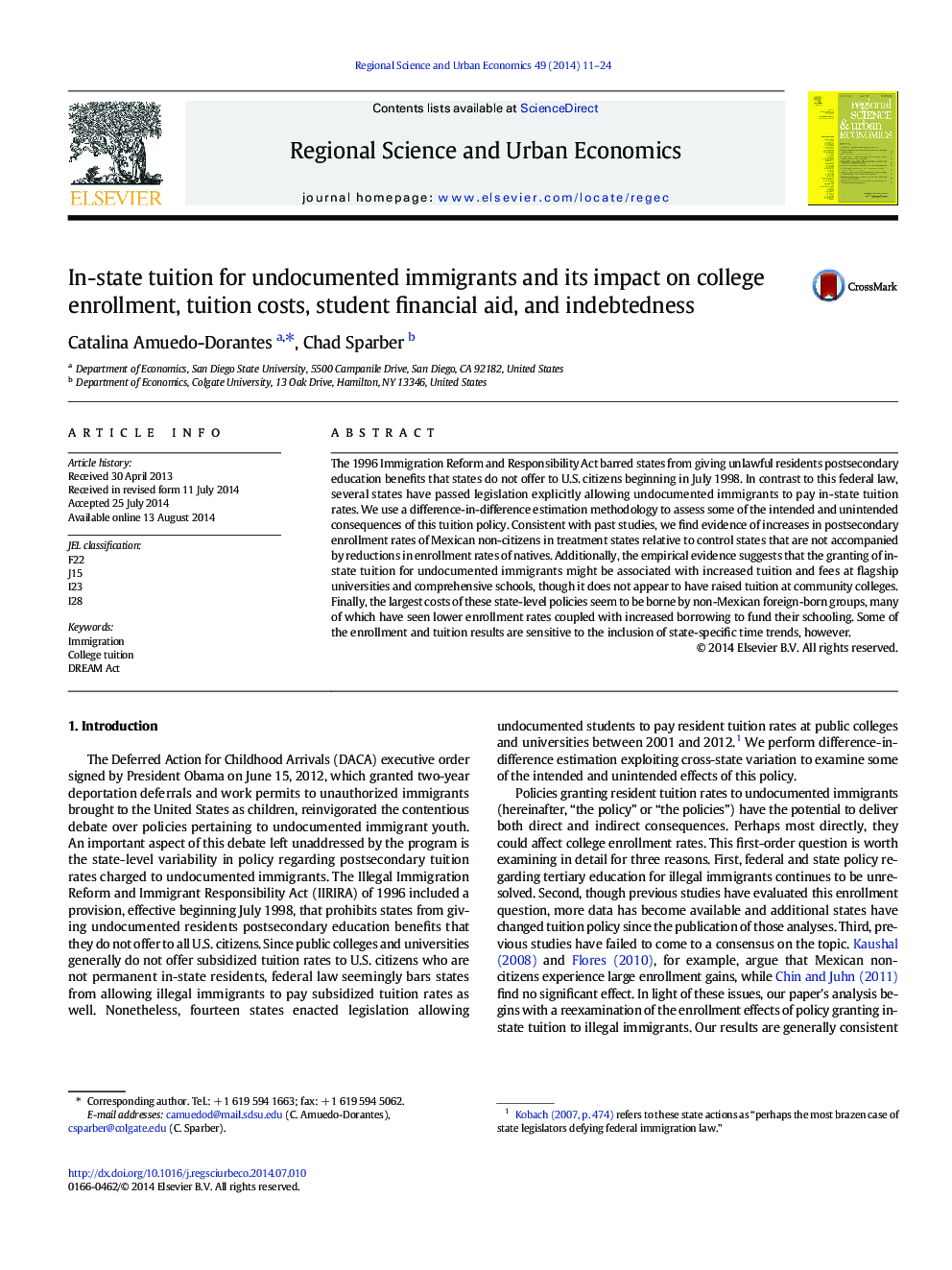 In-state tuition for undocumented immigrants and its impact on college enrollment, tuition costs, student financial aid, and indebtedness