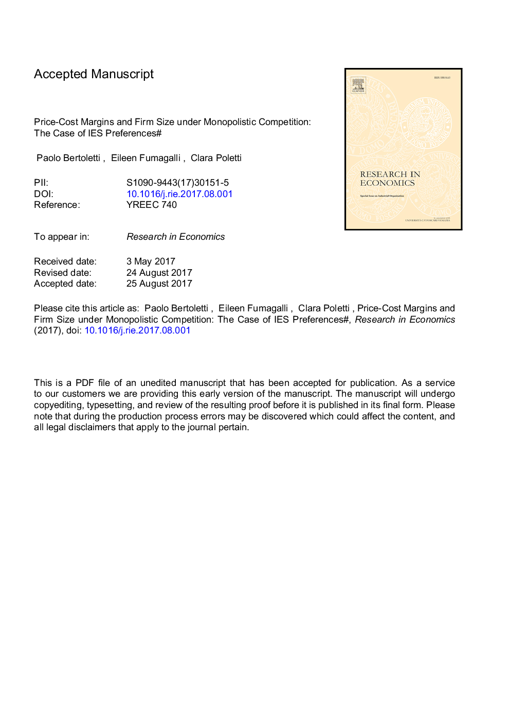 Price-cost margins and firm size under monopolistic competition: The case of IES preferences