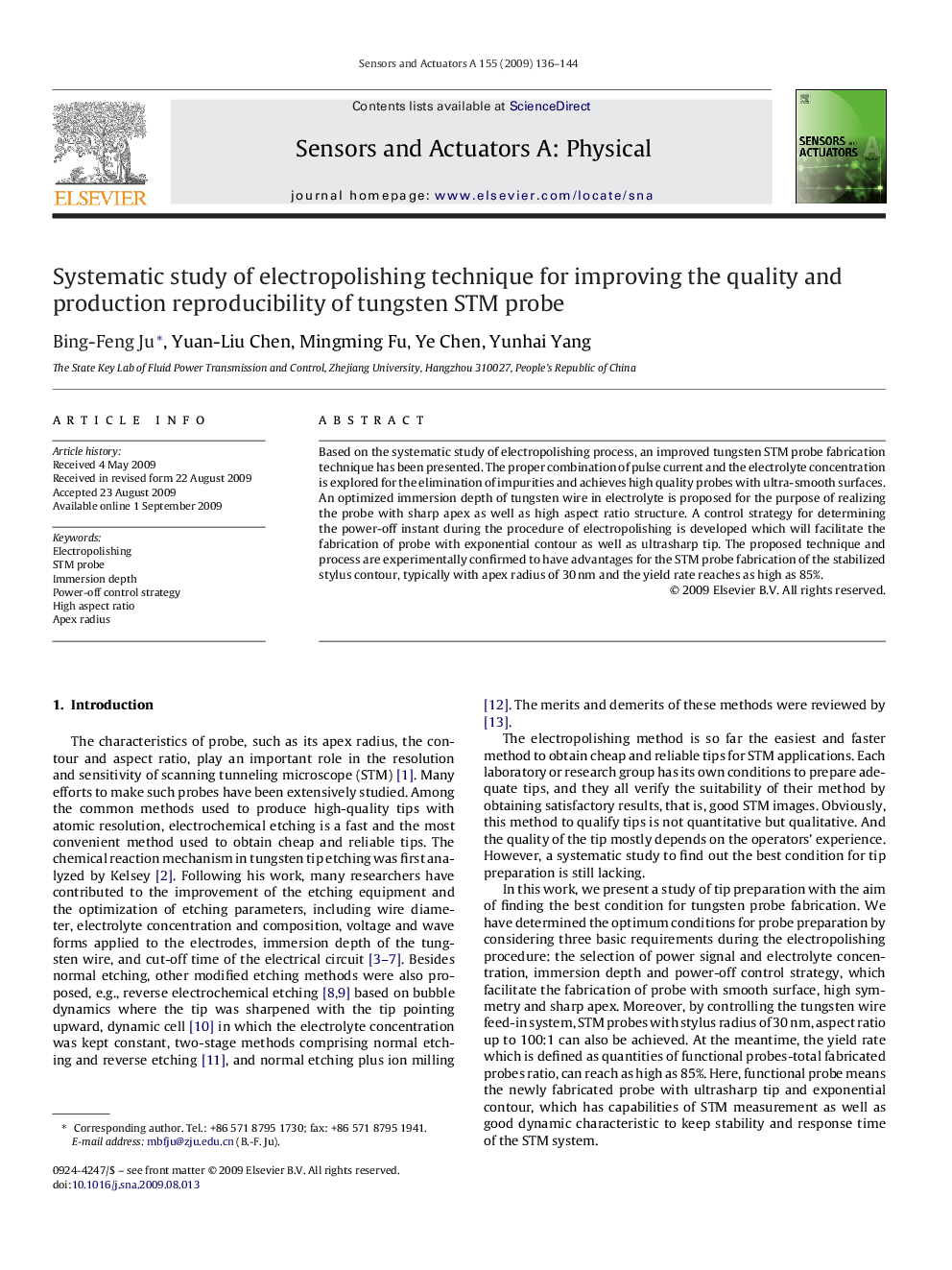 Systematic study of electropolishing technique for improving the quality and production reproducibility of tungsten STM probe