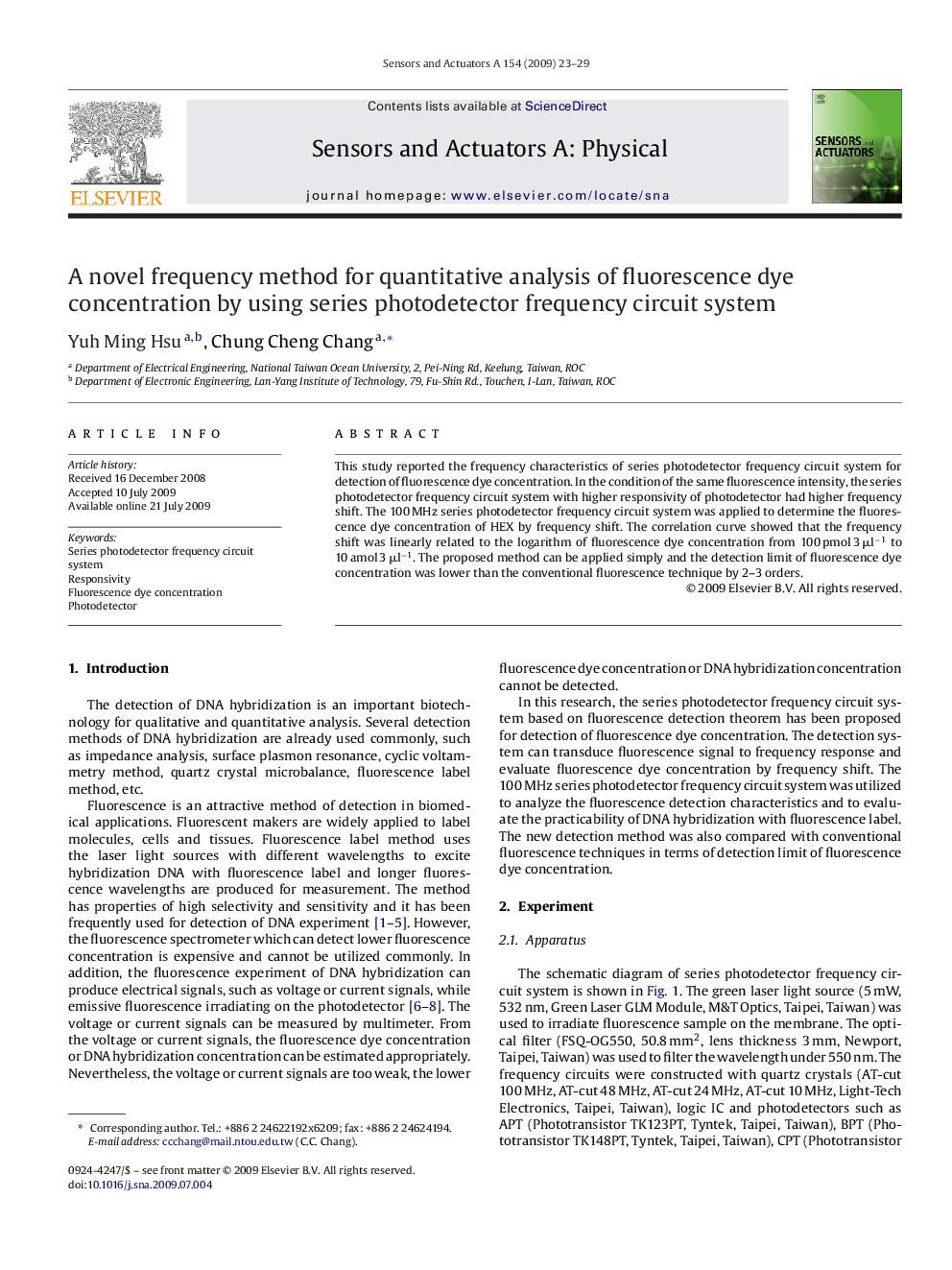 A novel frequency method for quantitative analysis of fluorescence dye concentration by using series photodetector frequency circuit system