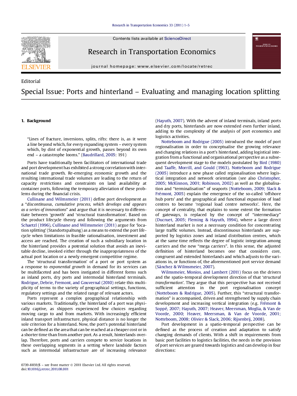 عکس صفحه اول مقاله: Special Issue: Ports and hinterland - Evaluating and managing location splitting Special Issue: Ports and hinterland - Evaluating and managing location splitting