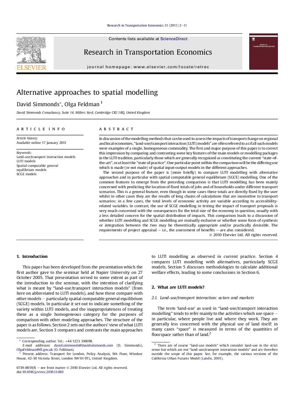 عکس صفحه اول مقاله: Alternative approaches to spatial modelling Alternative approaches to spatial modelling