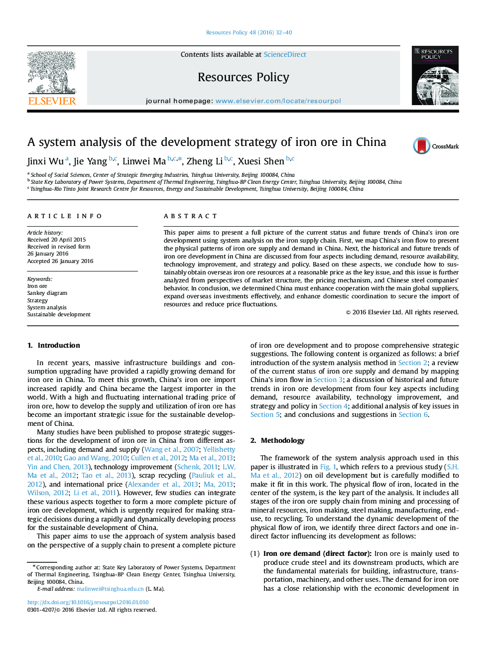 A system analysis of the development strategy of iron ore in China