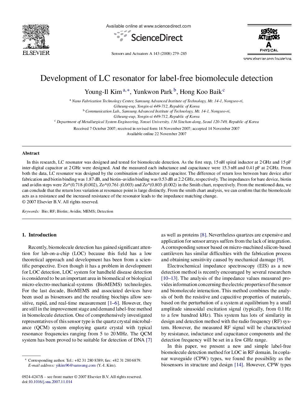 Development of LC resonator for label-free biomolecule detection