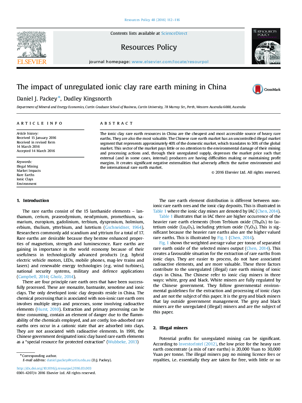 The impact of unregulated ionic clay rare earth mining in China