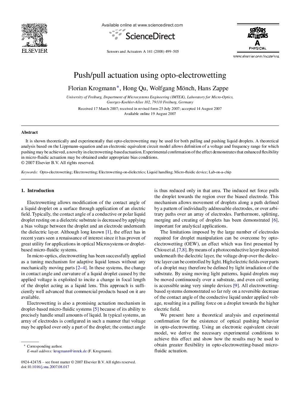 Push/pull actuation using opto-electrowetting