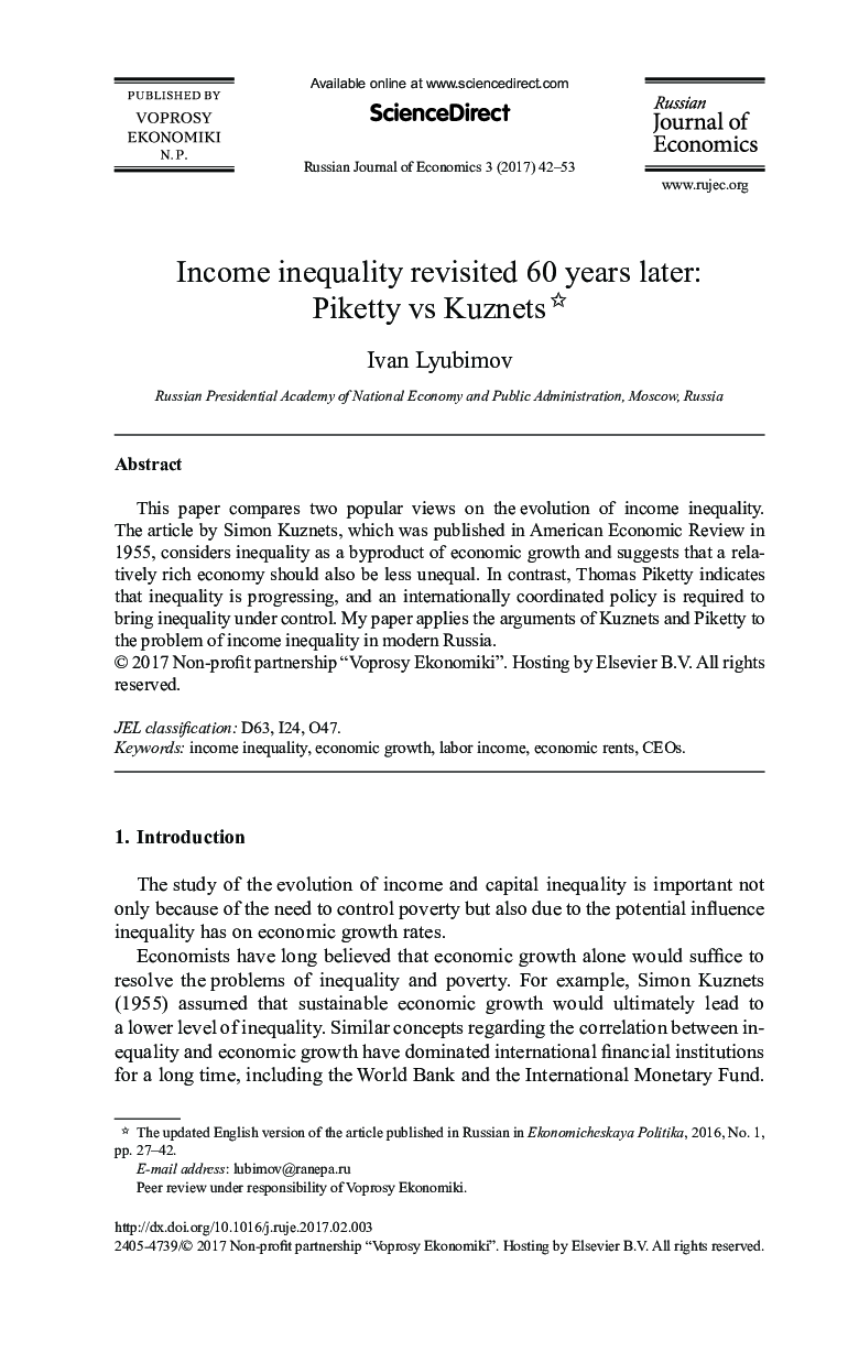 Income inequality revisited 60 years later: Piketty vs Kuznets