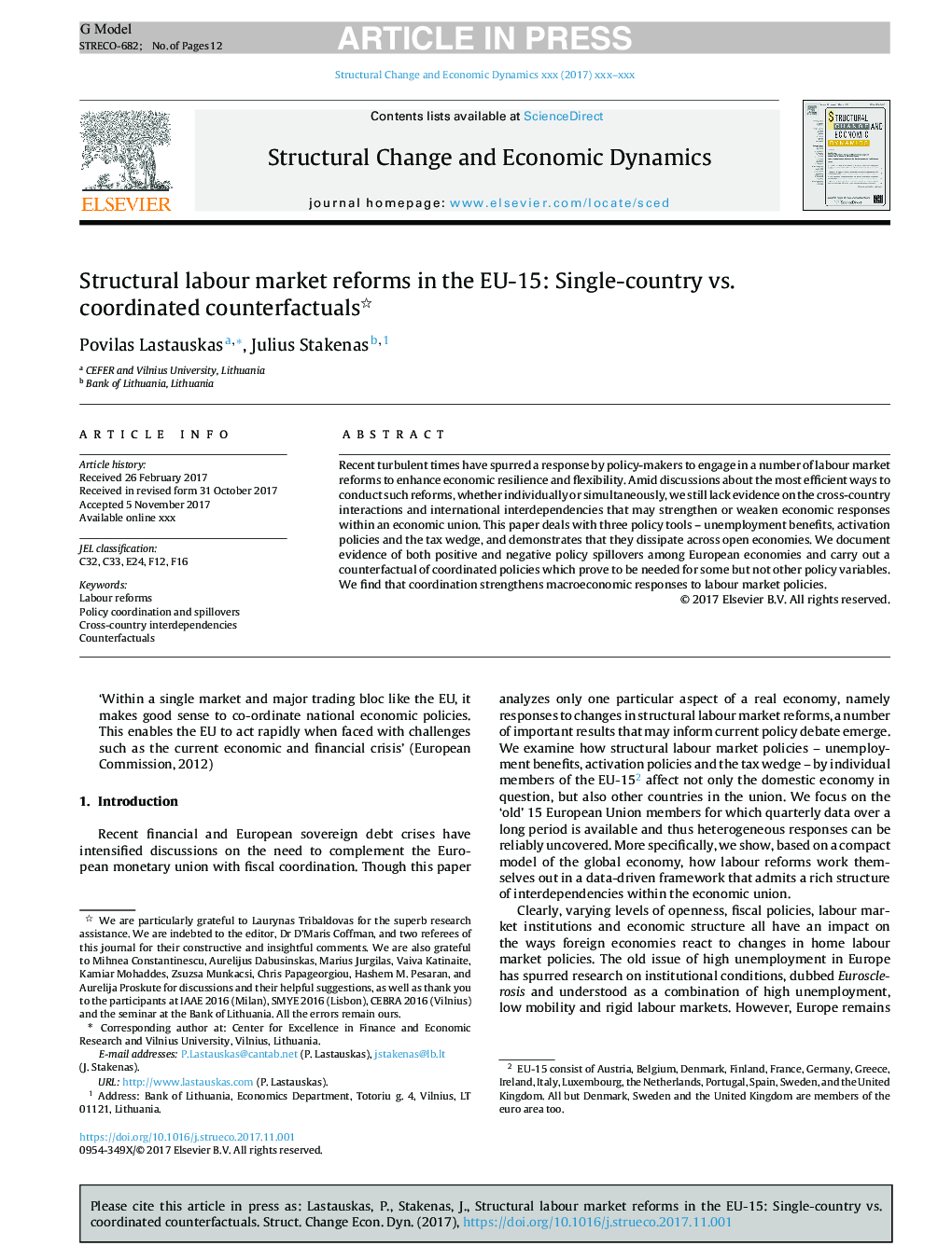 Structural labour market reforms in the EU-15: Single-country vs. coordinated counterfactuals