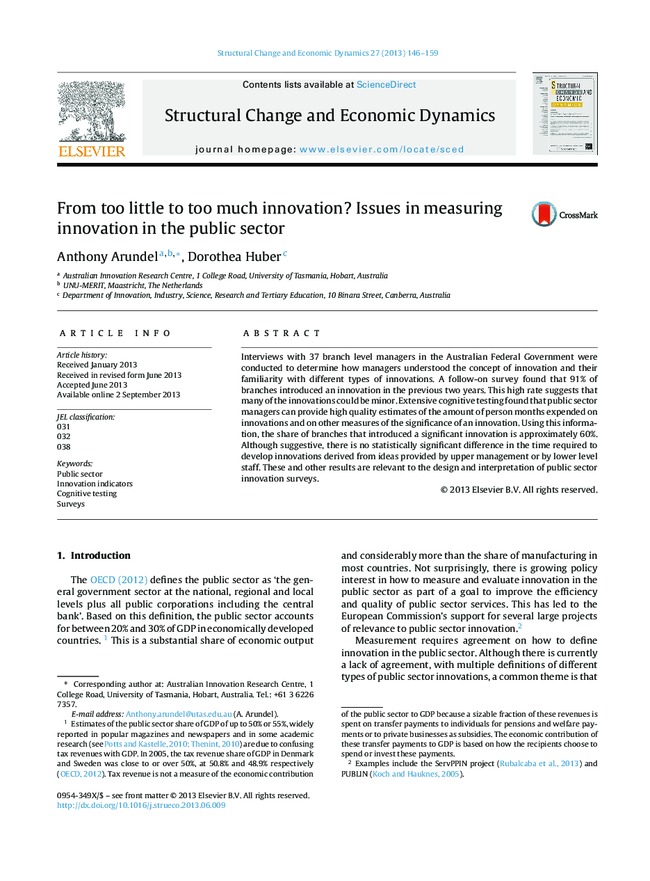 From too little to too much innovation? Issues in measuring innovation in the public sector