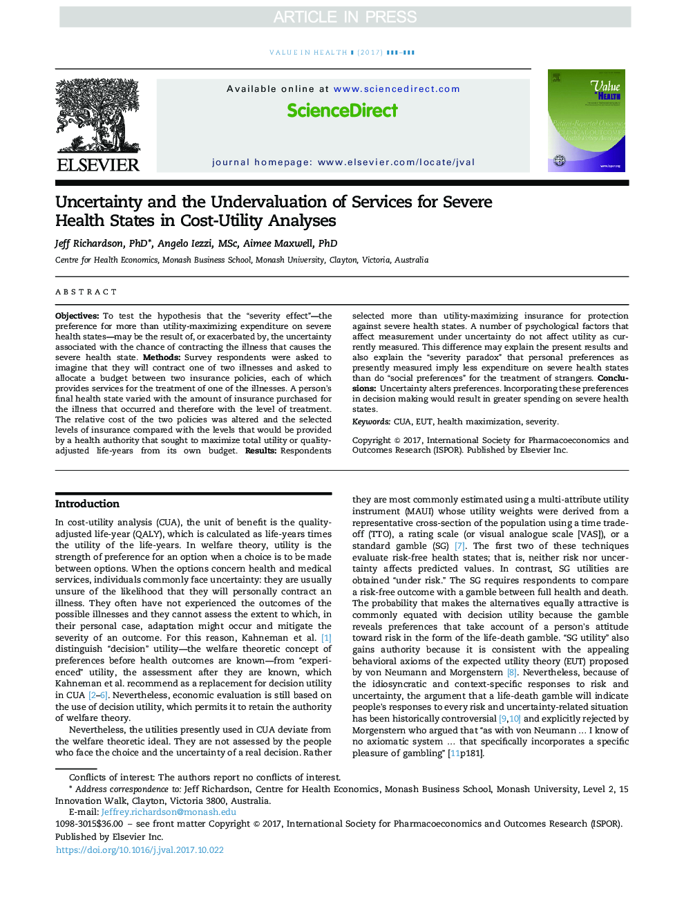 Uncertainty and the Undervaluation of Services for Severe Health States in Cost-Utility Analyses