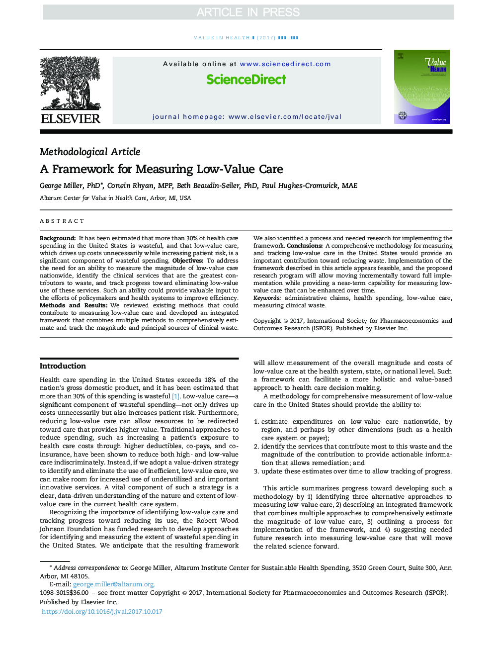 A Framework for Measuring Low-Value Care