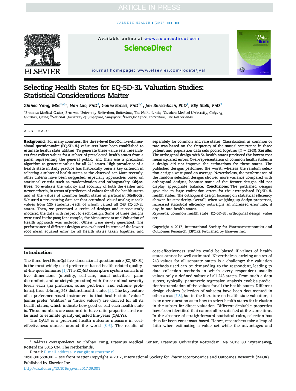 Selecting Health States for EQ-5D-3L Valuation Studies: Statistical Considerations Matter