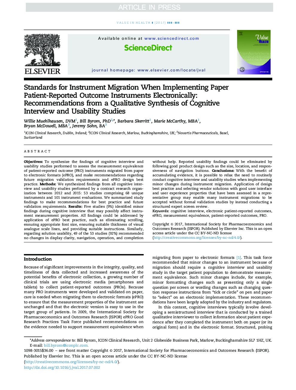 Standards for Instrument Migration When Implementing Paper Patient-Reported Outcome Instruments Electronically: Recommendations from a Qualitative Synthesis of Cognitive Interview and Usability Studies