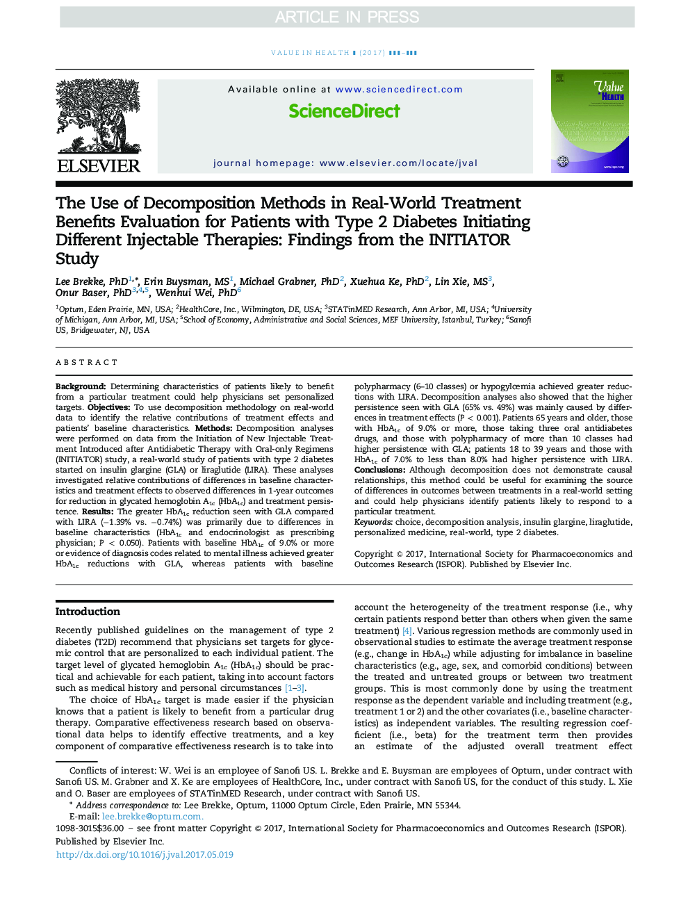 The Use of Decomposition Methods in Real-World Treatment Benefits Evaluation for Patients with Type 2 Diabetes Initiating Different Injectable Therapies: Findings from the INITIATOR Study