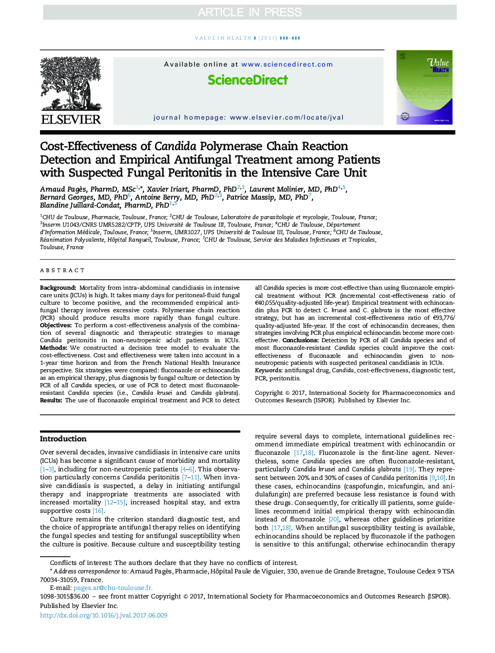 بررسی اثربخشی تشخیص واکنش زنجیره ای کاندیدا پلیمراز و درمان ضد قارچی تجربی در بیماران مبتلا به پریتونیت قارچی در بخش مراقبت های ویژه 